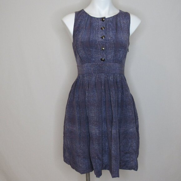 Anthropologie Mise En Scene by Ruffian Purple Silk Flare Dress Women's 4 - Picture 1 of 9